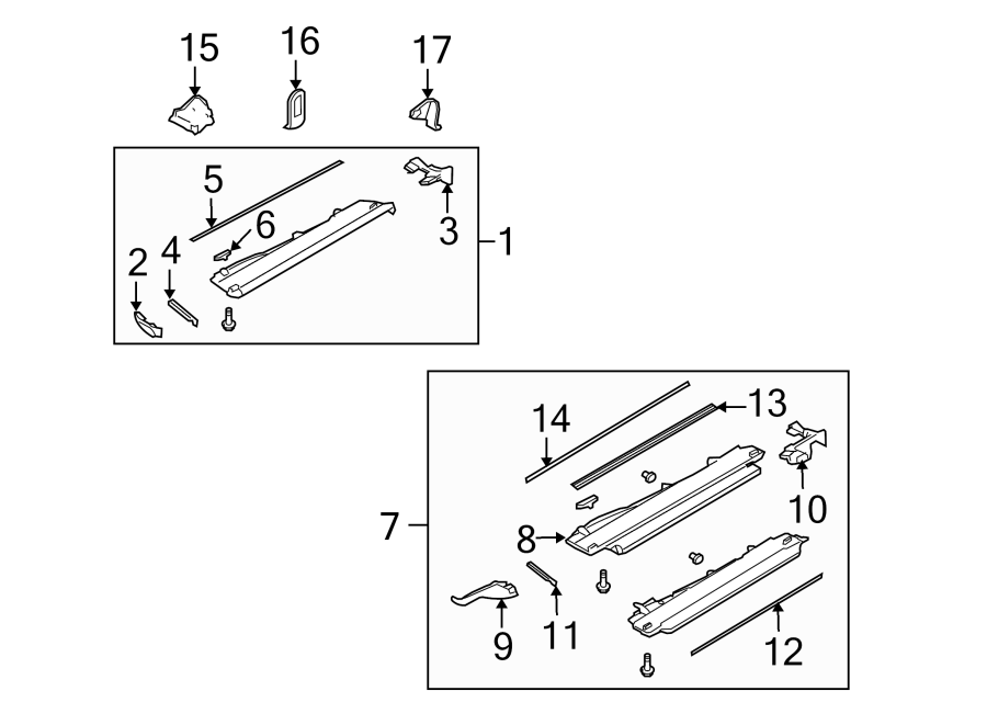 Diagram Pillars. Rocker & floor. Running board. for your 2010 Porsche Cayenne 3.6L V6 A/T Base Sport Utility 