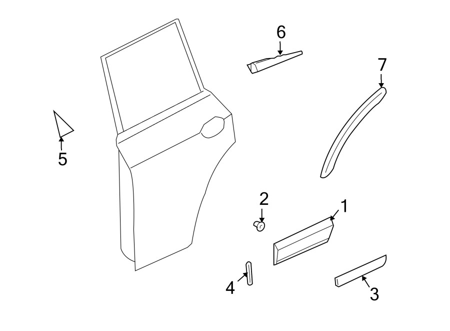 Diagram Rear door. Exterior trim. for your 2009 Porsche Cayenne  Turbo S Sport Utility 