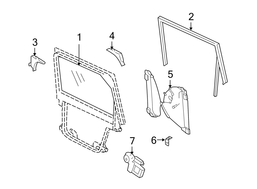 Diagram REAR DOOR. GLASS & HARDWARE. for your 2009 Porsche Cayenne 4.8L V8 M/T GTS Sport Utility 