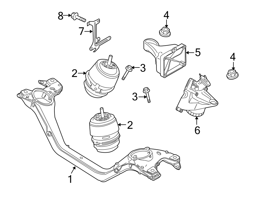 Diagram ENGINE / TRANSAXLE. ENGINE & TRANS MOUNTING. for your 2014 Porsche Cayenne  Diesel Platinum Edition Sport Utility 