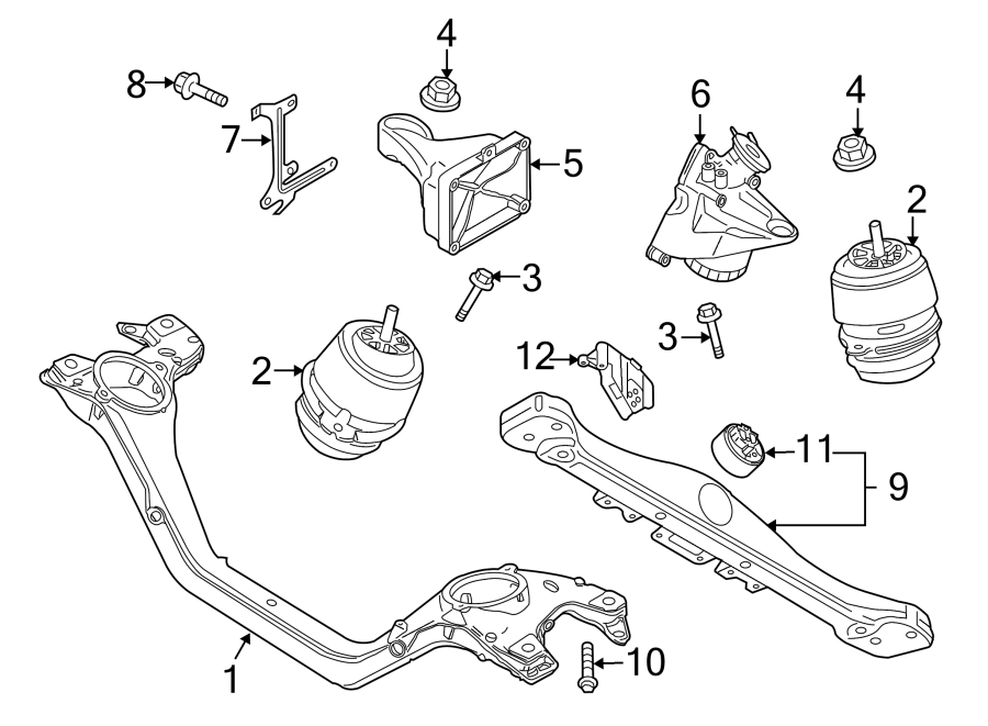 Diagram ENGINE / TRANSAXLE. ENGINE & TRANS MOUNTING. for your 2015 Porsche Cayenne   