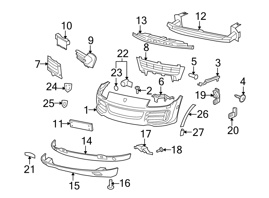 Diagram FRONT BUMPER. BUMPER & COMPONENTS. for your 2010 Porsche Cayenne  GTS Sport Utility 