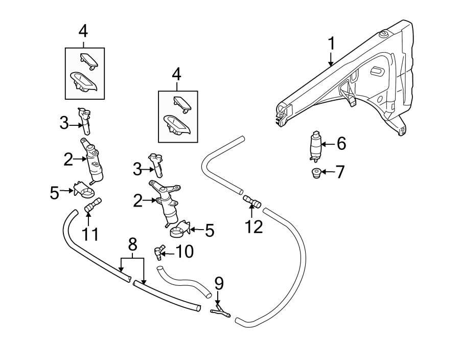 Diagram FRONT LAMPS. WASHER COMPONENTS. for your 2008 Porsche Cayenne  GTS Sport Utility 