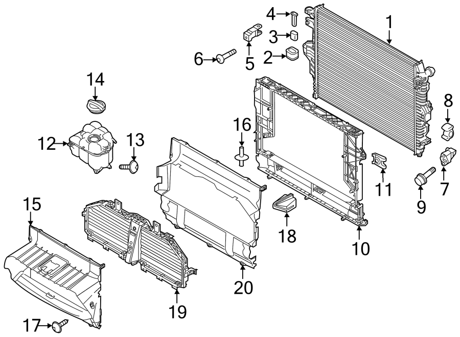 Diagram RADIATOR & COMPONENTS. for your 2014 Porsche Cayenne 3.6L V6 A/T Base Sport Utility 