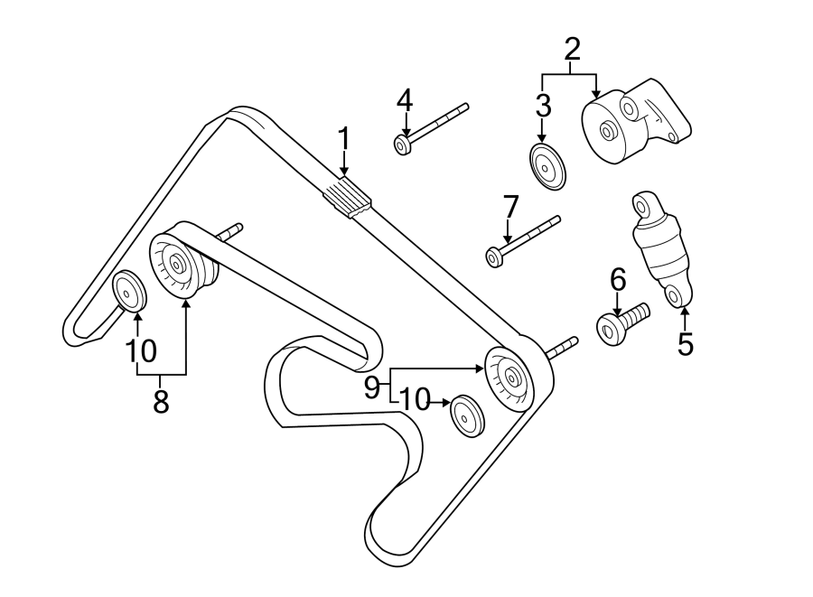 Diagram BELTS & PULLEYS. for your 2011 Porsche Cayenne  Base Sport Utility 