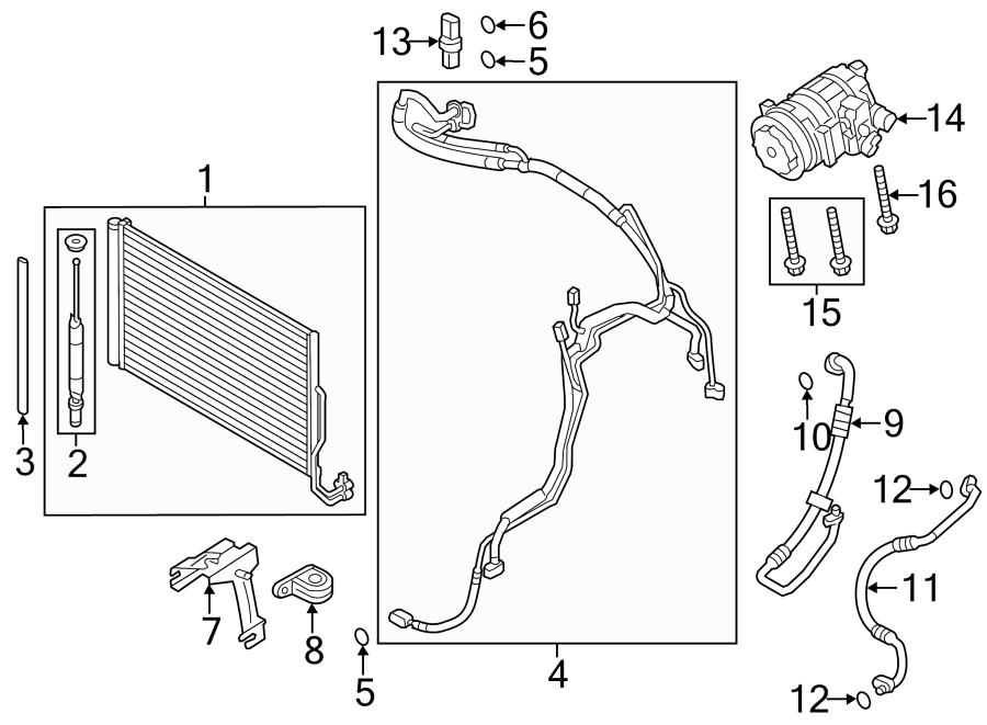 Diagram AIR CONDITIONER & HEATER. COMPRESSOR & LINES. CONDENSER. for your 2012 Porsche Cayenne   