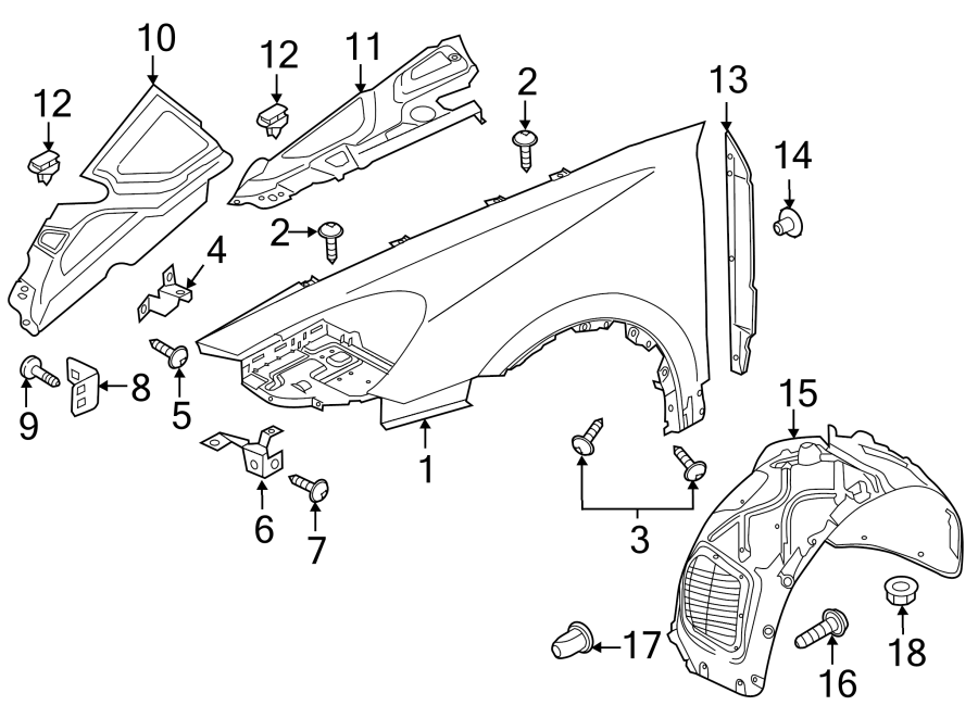 Diagram FENDER & COMPONENTS. for your 2004 Porsche Cayenne   