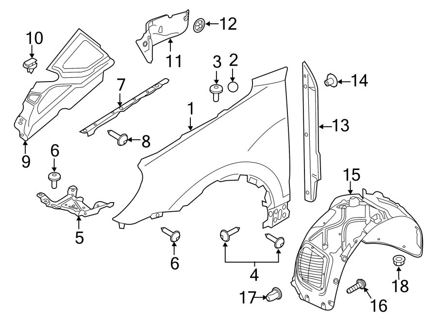 Diagram FENDER & COMPONENTS. for your 2018 Porsche Cayenne  S E-Hybrid Platinum Edition Sport Utility 