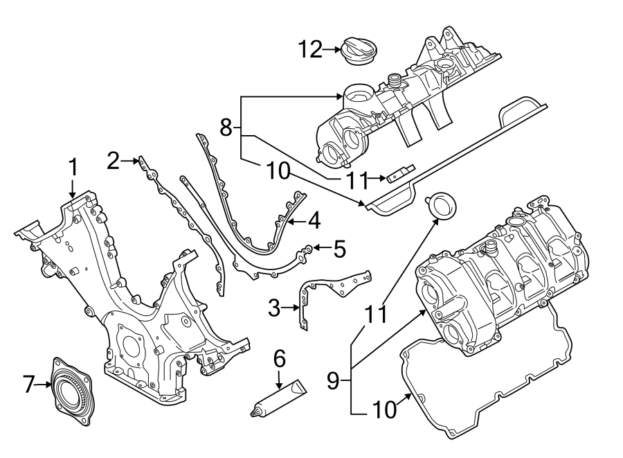 Diagram ENGINE / TRANSAXLE. VALVE & TIMING COVERS. for your 2017 Porsche Cayenne 3.6L V6 A/T S Sport Utility 