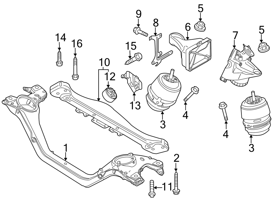 Diagram ENGINE / TRANSAXLE. ENGINE & TRANS MOUNTING. for your 2014 Porsche Cayenne  S Sport Utility 