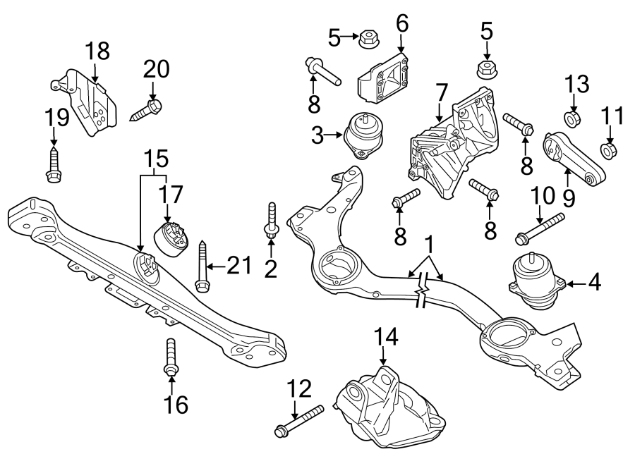 Diagram ENGINE / TRANSAXLE. ENGINE & TRANS MOUNTING. for your 2014 Porsche Cayenne  Base Sport Utility 