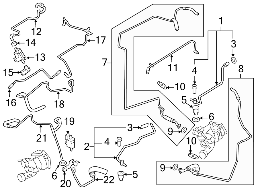 Diagram ENGINE / TRANSAXLE. TURBOCHARGER & COMPONENTS. for your 2013 Porsche