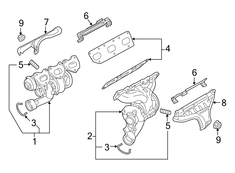 Diagram EXHAUST SYSTEM. EXHAUST MANIFOLD. for your 2017 Porsche Cayenne   