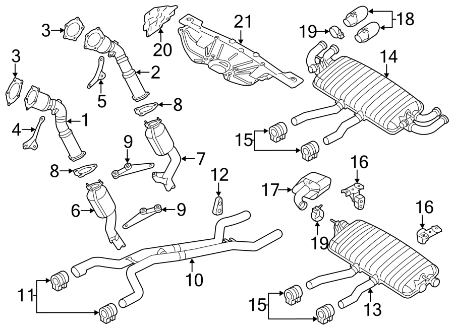 Diagram EXHAUST SYSTEM. EXHAUST COMPONENTS. for your 2006 Porsche Cayenne   