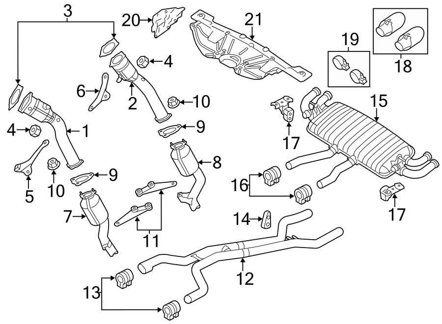 Diagram EXHAUST SYSTEM. EXHAUST COMPONENTS. for your 2014 Porsche Cayenne  Turbo S Sport Utility 