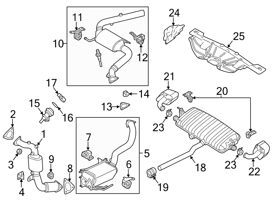 Diagram EXHAUST SYSTEM. EXHAUST COMPONENTS. for your 2014 Porsche Cayenne  Turbo Sport Utility 