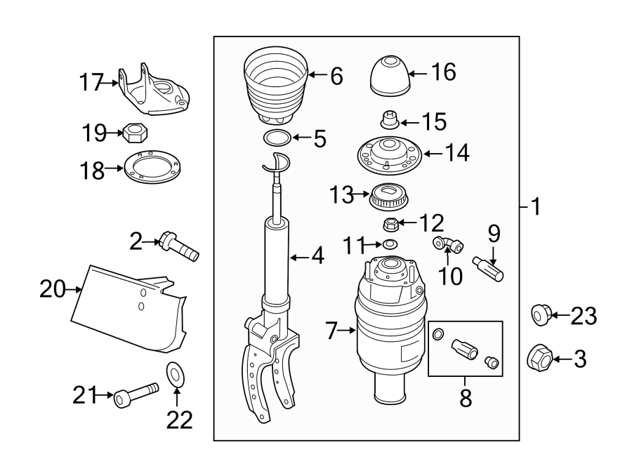 Diagram FRONT SUSPENSION. SHOCKS & COMPONENTS. for your Porsche Cayenne  