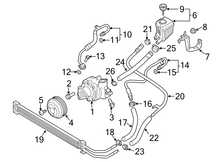 Diagram STEERING GEAR & LINKAGE. PUMP & HOSES. for your 2010 Porsche Panamera   