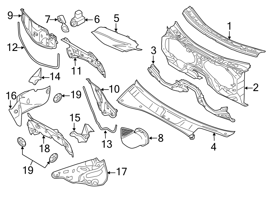 Diagram COWL. for your 2011 Porsche Cayenne  S Sport Utility 