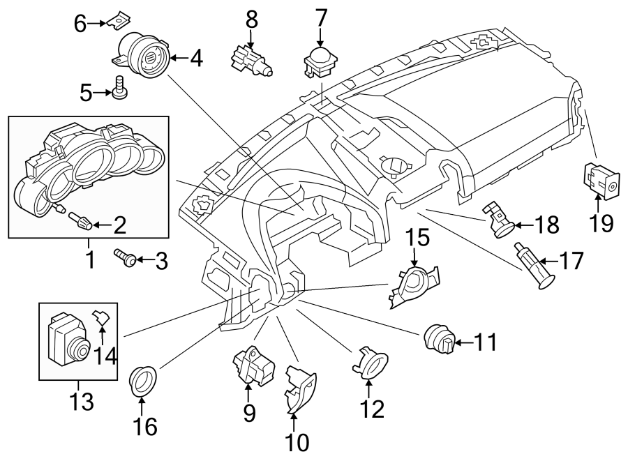 Diagram INSTRUMENT PANEL. CLUSTER & SWITCHES. for your 2013 Porsche Cayenne  Turbo S Sport Utility 