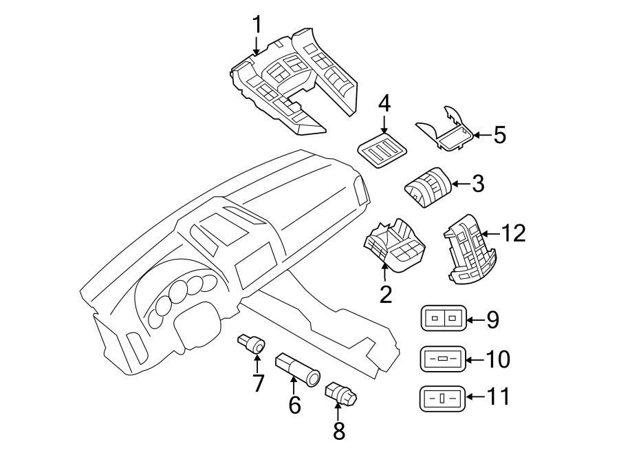 Diagram Center console. for your Porsche Cayenne  