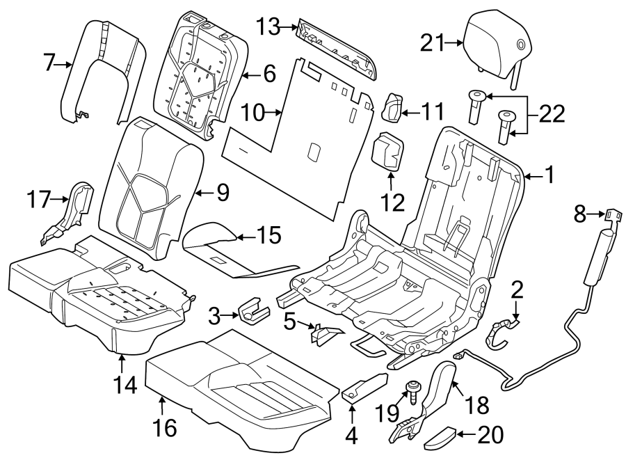 SEATS & TRACKS. REAR SEAT COMPONENTS.