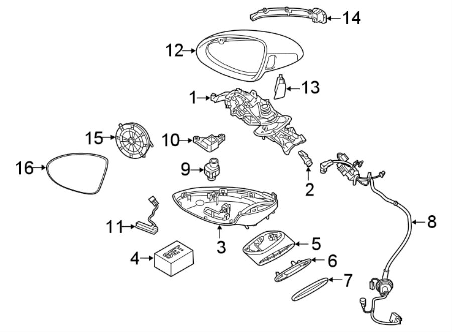 Diagram FRONT DOOR. OUTSIDE MIRRORS. for your 2009 Porsche Cayenne   