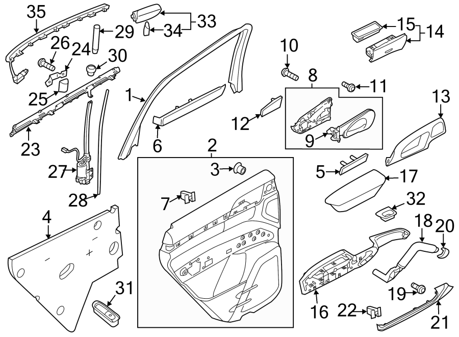 Diagram REAR DOOR. INTERIOR TRIM. for your 2010 Porsche Cayenne  GTS Sport Utility 