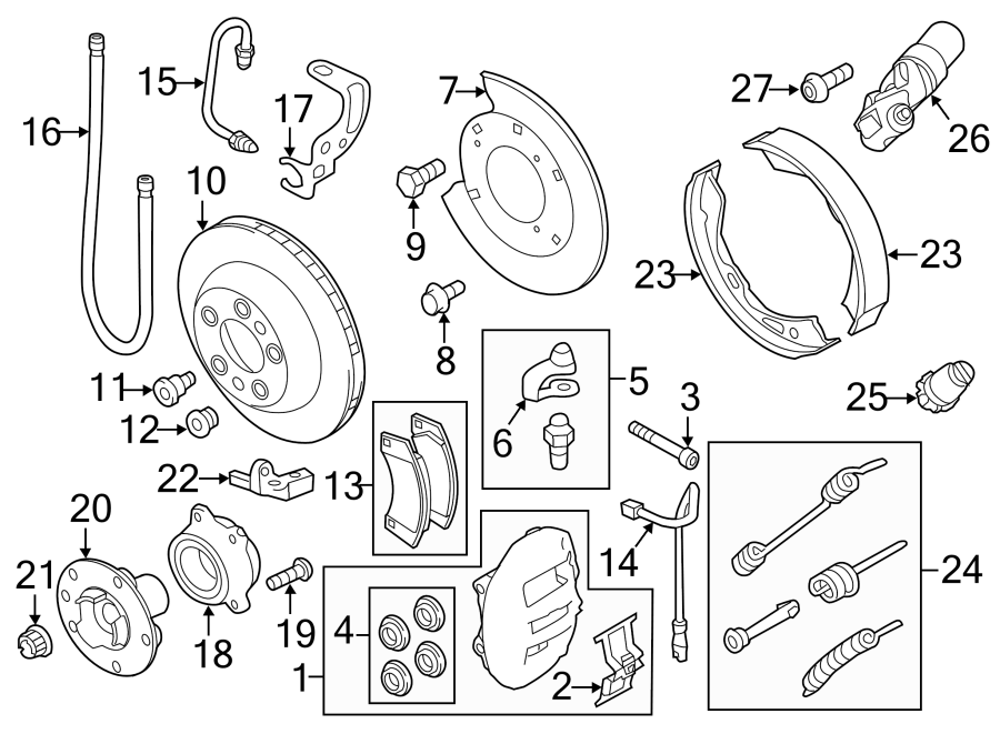 Diagram REAR SUSPENSION. BRAKE COMPONENTS. for your 2014 Porsche Cayenne 3.6L V6 M/T Platinum Edition Sport Utility 