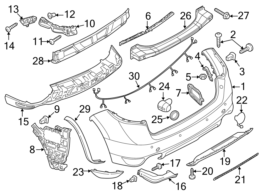 Diagram REAR BUMPER. BUMPER & COMPONENTS. for your 2011 Porsche Cayenne  Base Sport Utility 