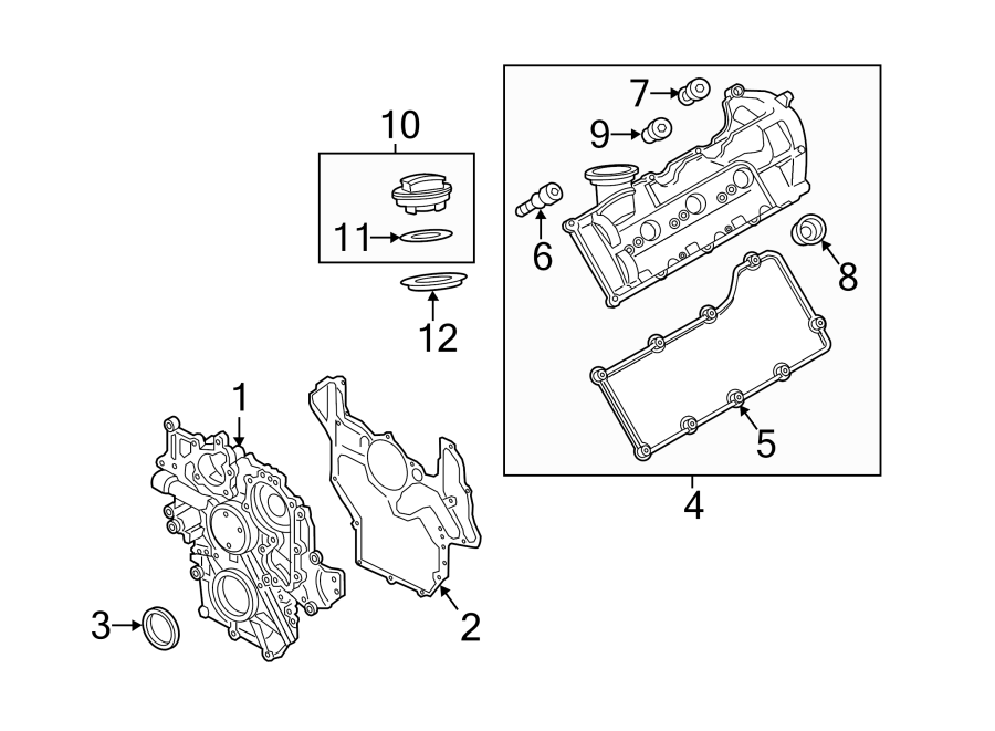 Diagram ENGINE / TRANSAXLE. VALVE & TIMING COVERS. for your 2020 Porsche Cayenne   