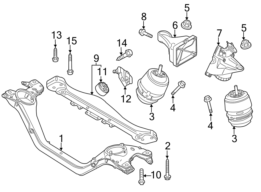 Diagram ENGINE / TRANSAXLE. ENGINE & TRANS MOUNTING. for your 2011 Porsche Cayenne   