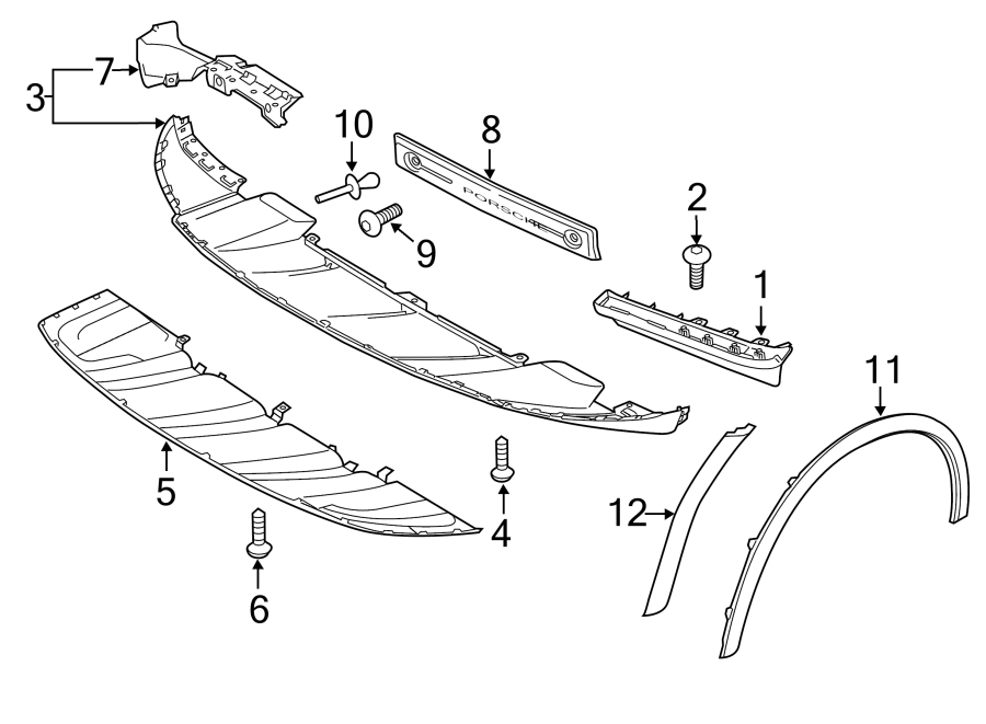 Diagram FRONT BUMPER. BUMPER & COMPONENTS. for your 2013 Porsche Cayenne   