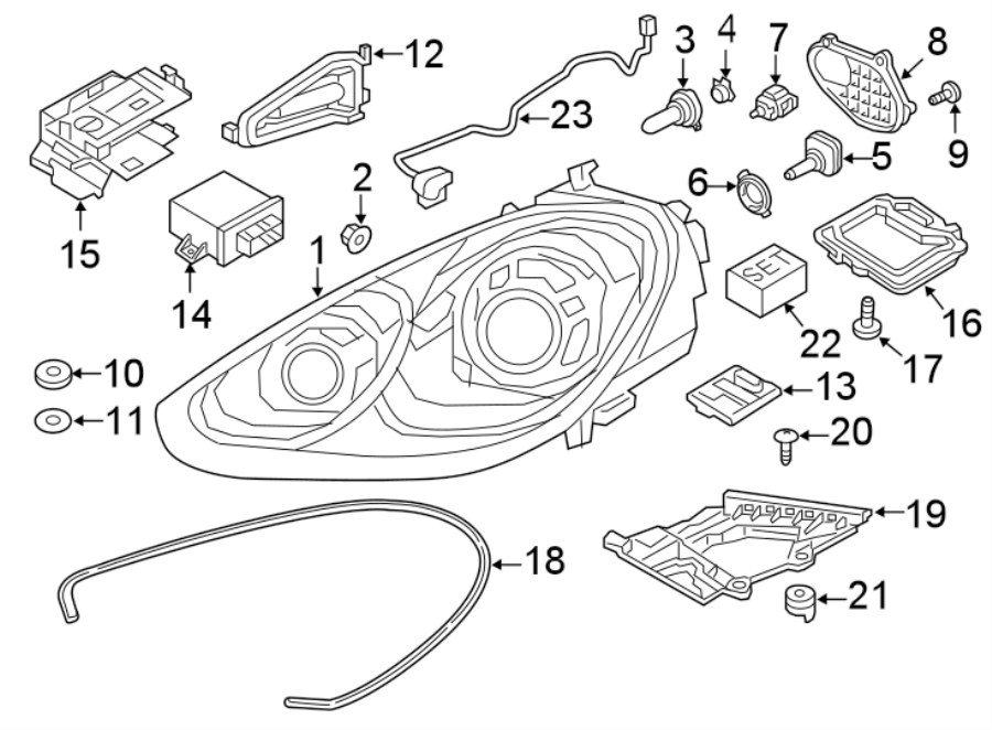 Diagram FRONT LAMPS. HEADLAMP COMPONENTS. for your 2019 Porsche Cayenne   