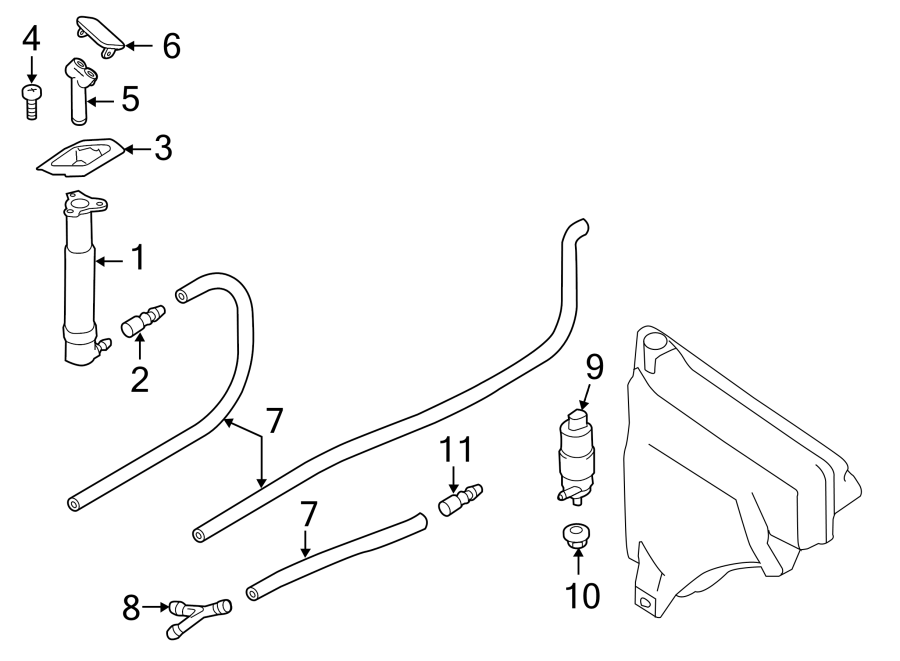 Diagram FRONT LAMPS. WASHER COMPONENTS. for your Porsche