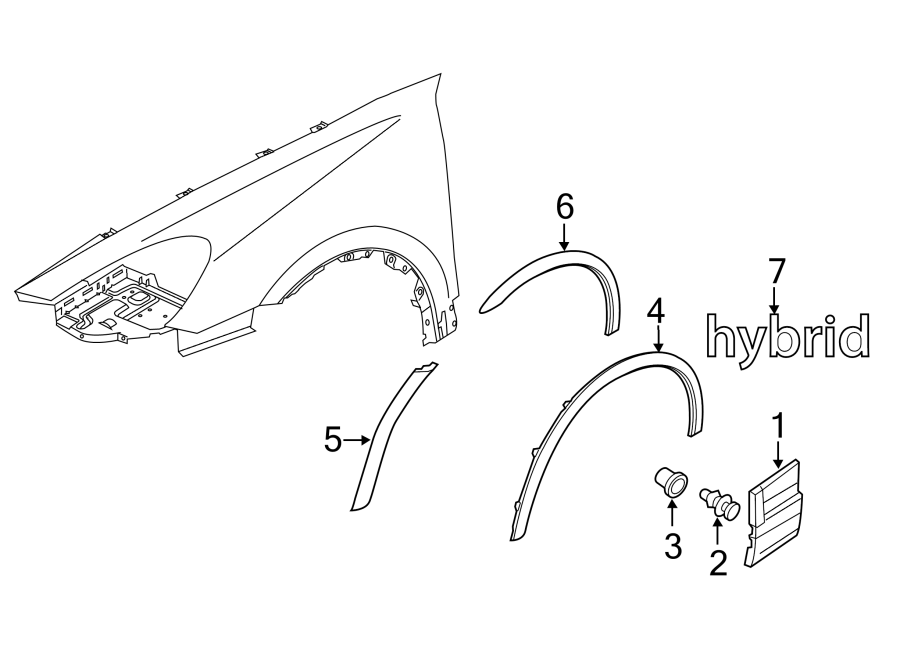 Diagram FENDER. EXTERIOR TRIM. for your 2011 Porsche Cayenne  S Hybrid Sport Utility 