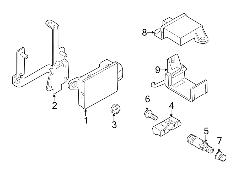 Diagram TIRE PRESSURE MONITOR COMPONENTS. for your 2012 Porsche Cayenne   