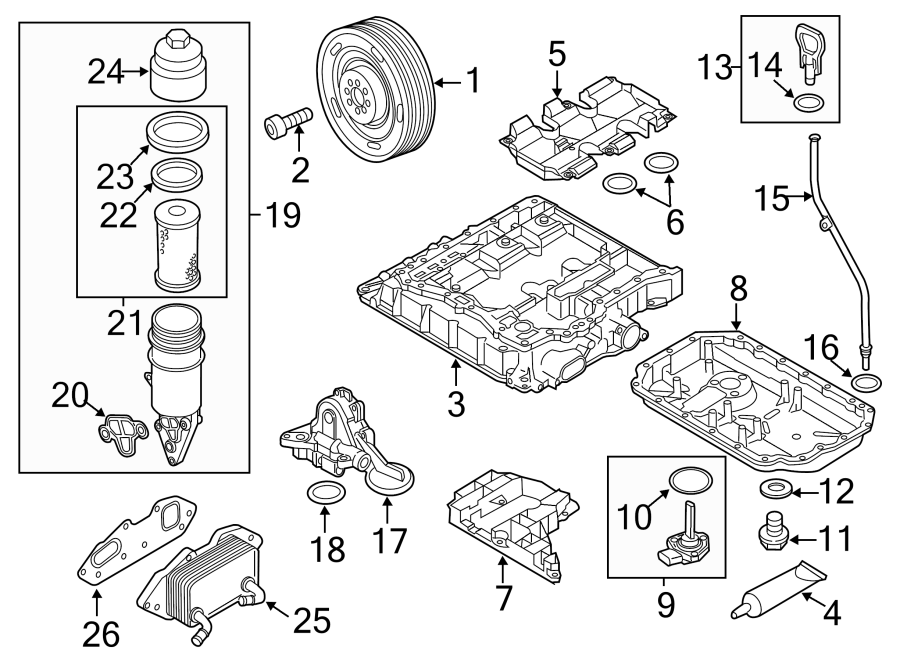 Diagram ENGINE / TRANSAXLE. ENGINE PARTS. for your 2014 Porsche Cayenne   