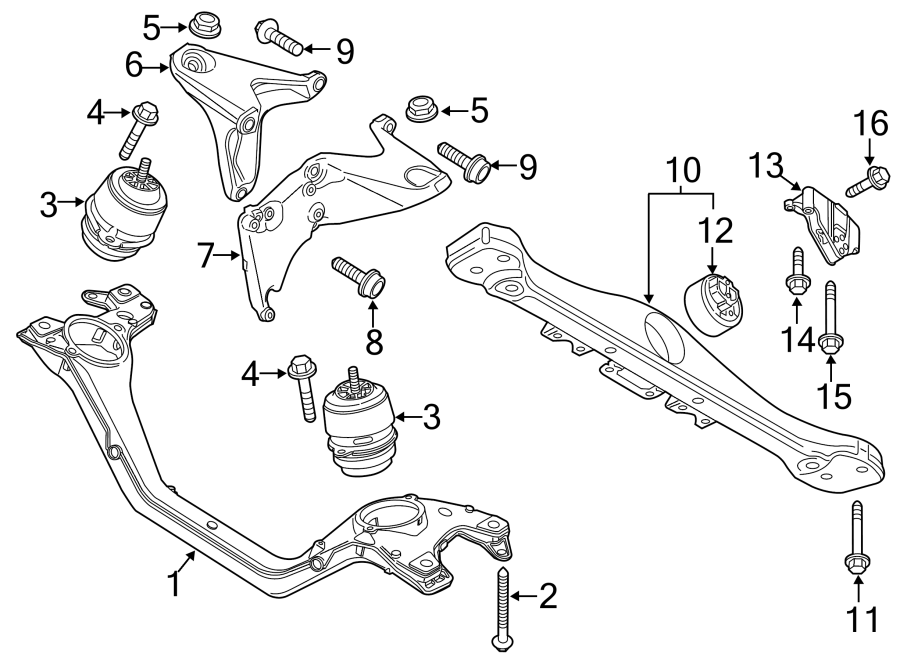 Diagram ENGINE / TRANSAXLE. ENGINE & TRANS MOUNTING. for your 2018 Porsche Cayenne  S E-Hybrid Platinum Edition Sport Utility 