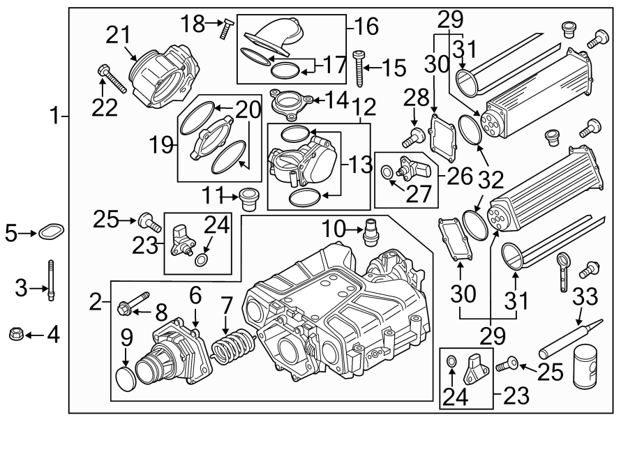 Diagram ENGINE / TRANSAXLE. SUPERCHARGER & COMPONENTS. for your 2018 Porsche Cayenne  Turbo S Sport Utility 