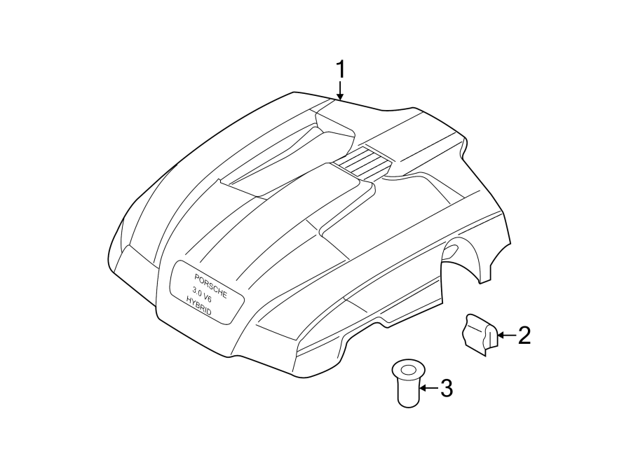 Diagram ENGINE / TRANSAXLE. ENGINE APPEARANCE COVER. for your 2016 Porsche Cayenne 3.0L V6 PLUG-IN HYBRID EV-GAS (PHEV) A/T S E-Hybrid Sport Utility 