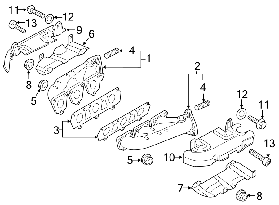 Diagram EXHAUST SYSTEM. EXHAUST MANIFOLD. for your 2021 Porsche Cayenne   