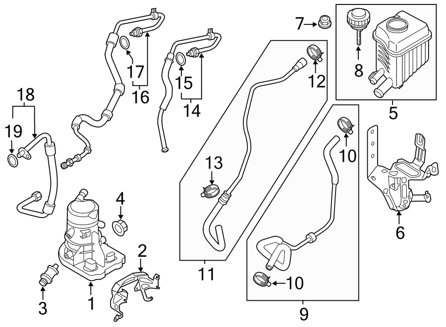 Diagram STEERING GEAR & LINKAGE. PUMP & HOSES. for your Porsche