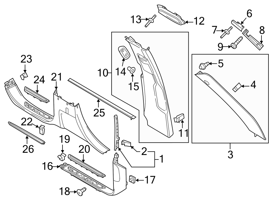 Diagram Pillars. Rocker & floor. Interior trim. for your 2015 Porsche 911   