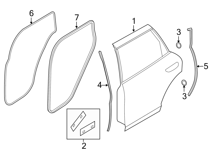 Diagram REAR DOOR. DOOR & COMPONENTS. for your 2024 Porsche Cayenne   