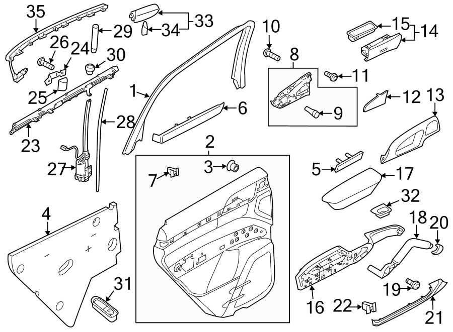 Diagram REAR DOOR. INTERIOR TRIM. for your 2010 Porsche Cayenne  GTS Sport Utility 