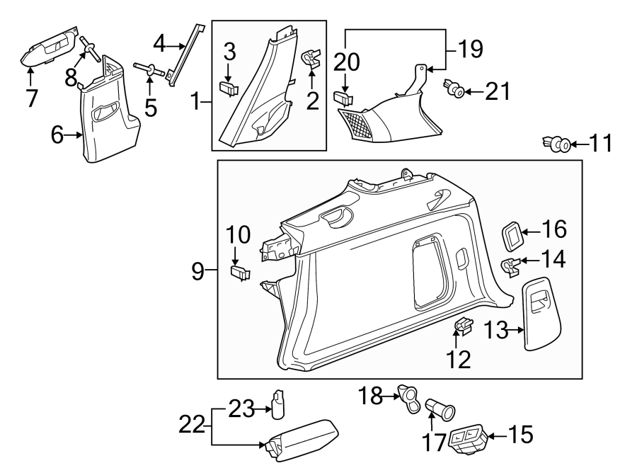 Diagram QUARTER PANEL. INTERIOR TRIM. for your Porsche