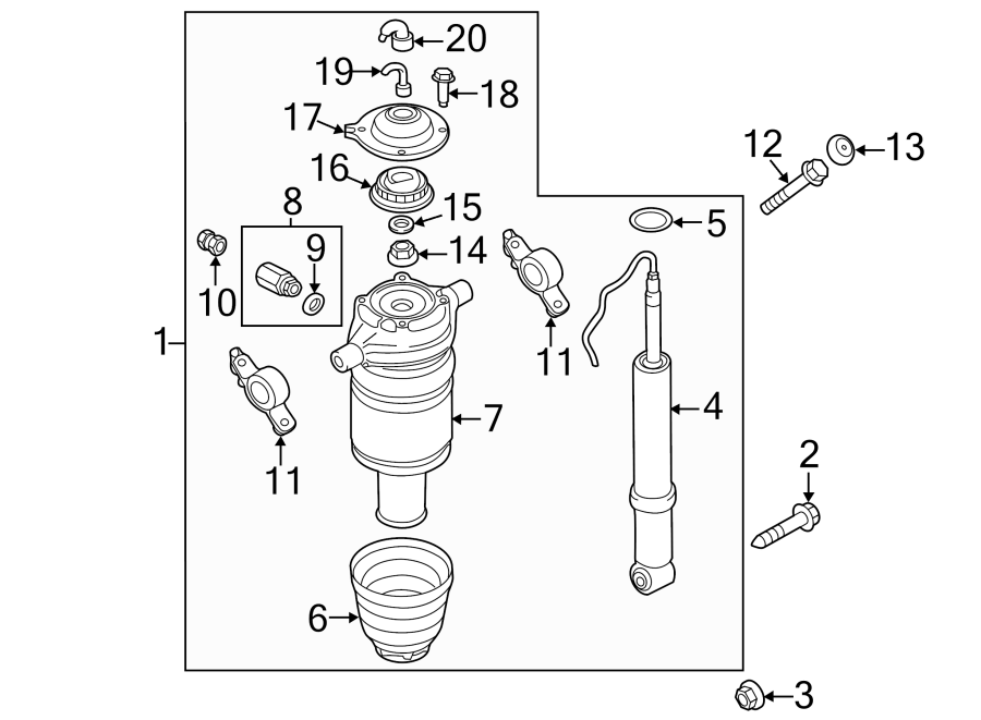 Diagram REAR SUSPENSION. SHOCKS & COMPONENTS. for your 2017 Porsche Cayenne   