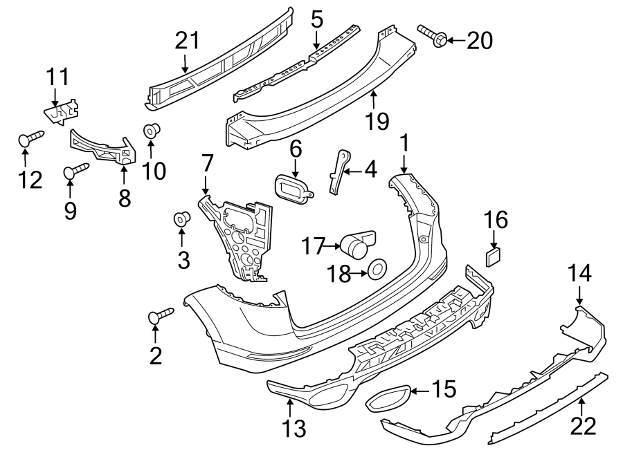 Diagram REAR BUMPER. BUMPER & COMPONENTS. for your 2016 Porsche Cayenne   