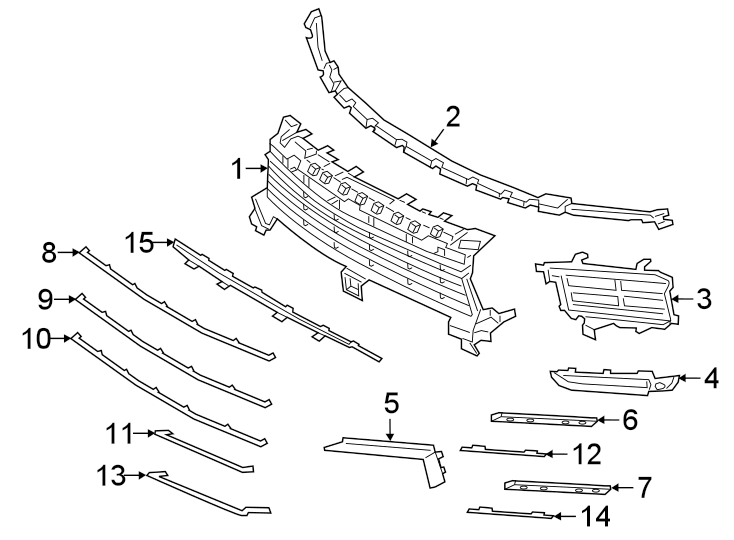 4Front bumper & grille. Grille & components.https://images.simplepart.com/images/parts/motor/fullsize/6943006.png